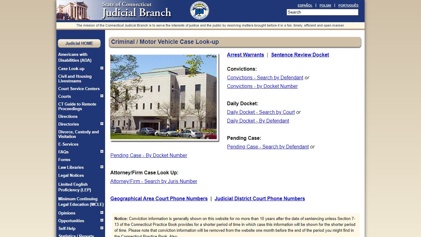Criminal / Motor Vehicle Case Look-up - CT Judicial Branch